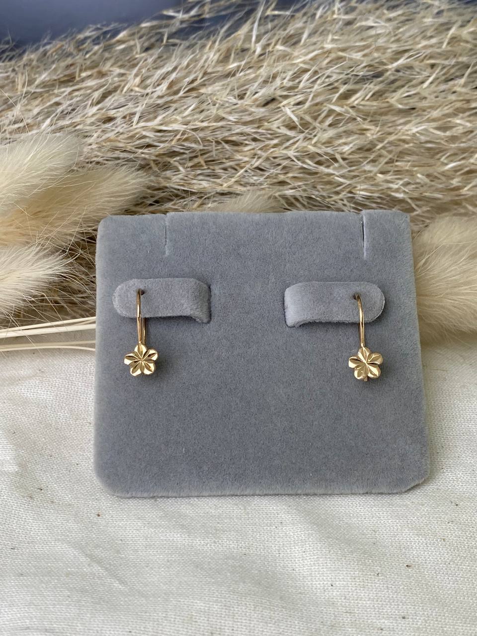 Серьги детские из красного золота  585 пробы